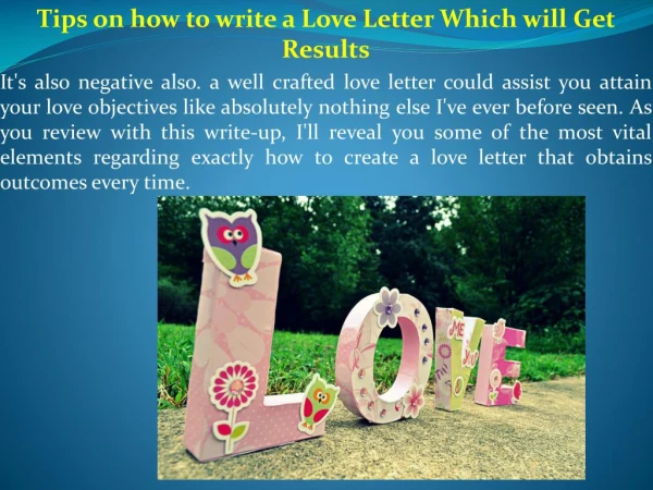 Tips on how to write a Love Letter Which will Get Results