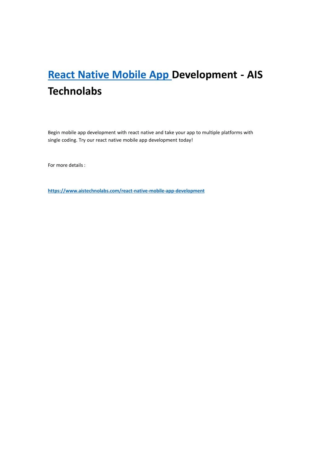 react native mobile app development ais technolabs