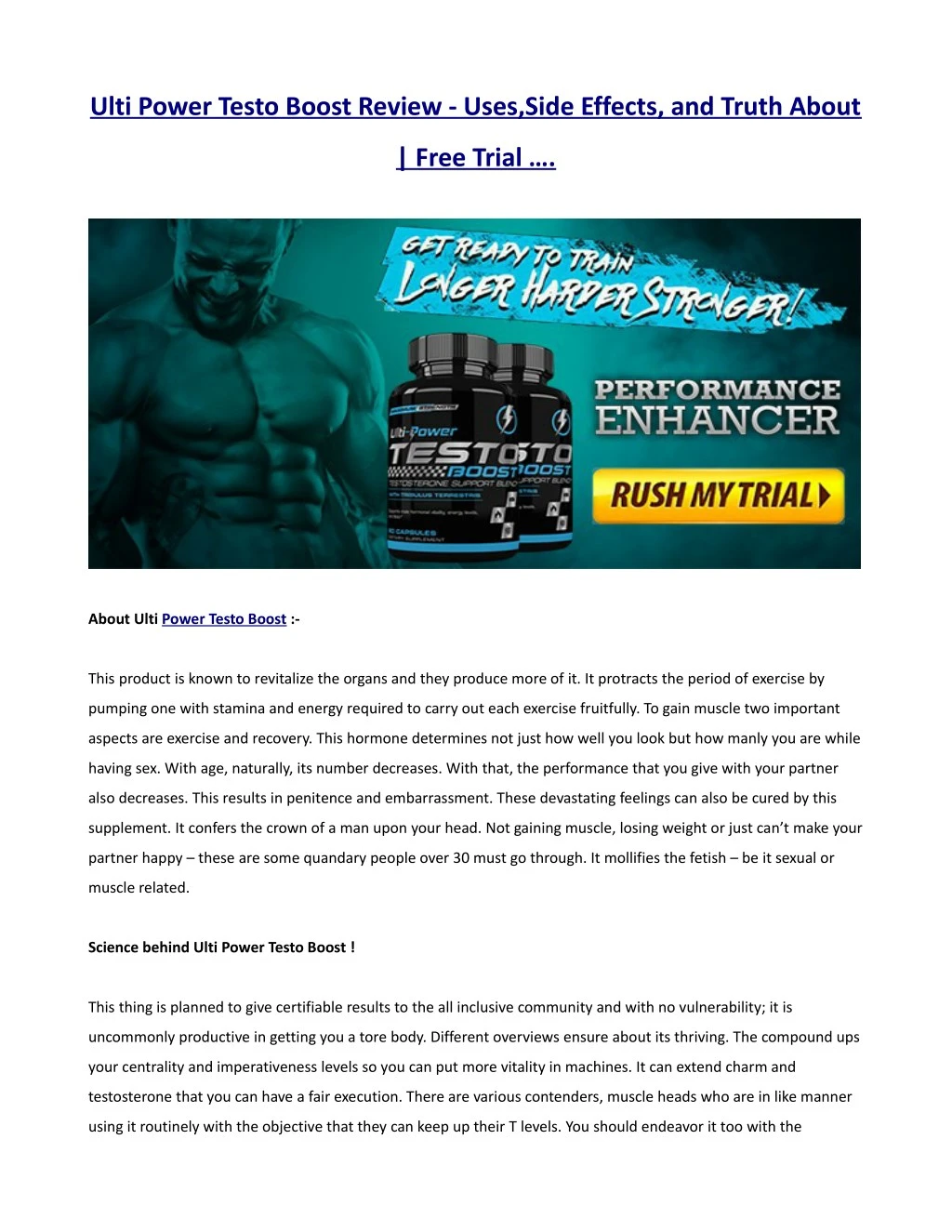 ulti power testo boost review uses side effects