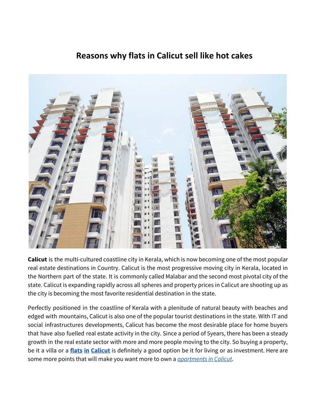reasons why flats in calicut sell like hot cakes