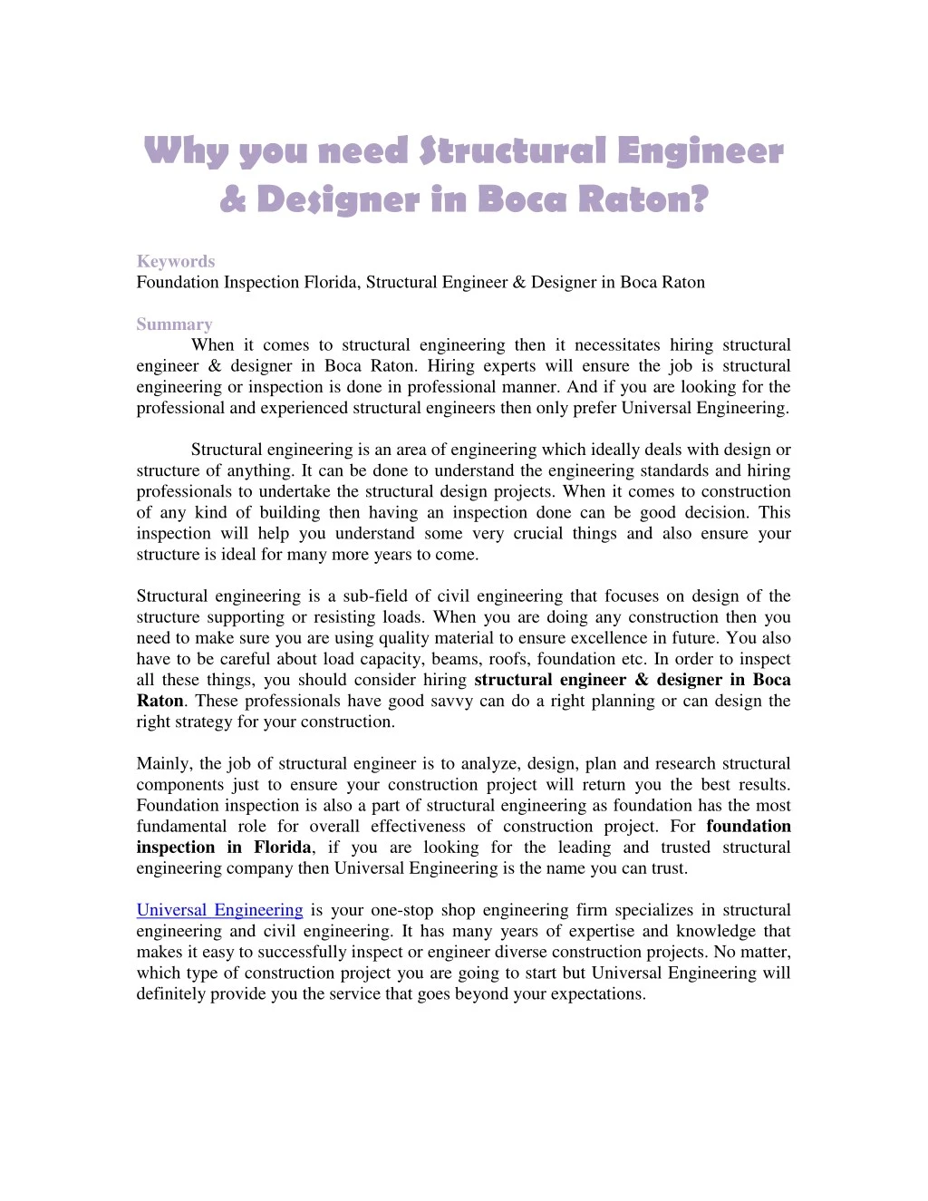 why you need structural engineer designer in boca