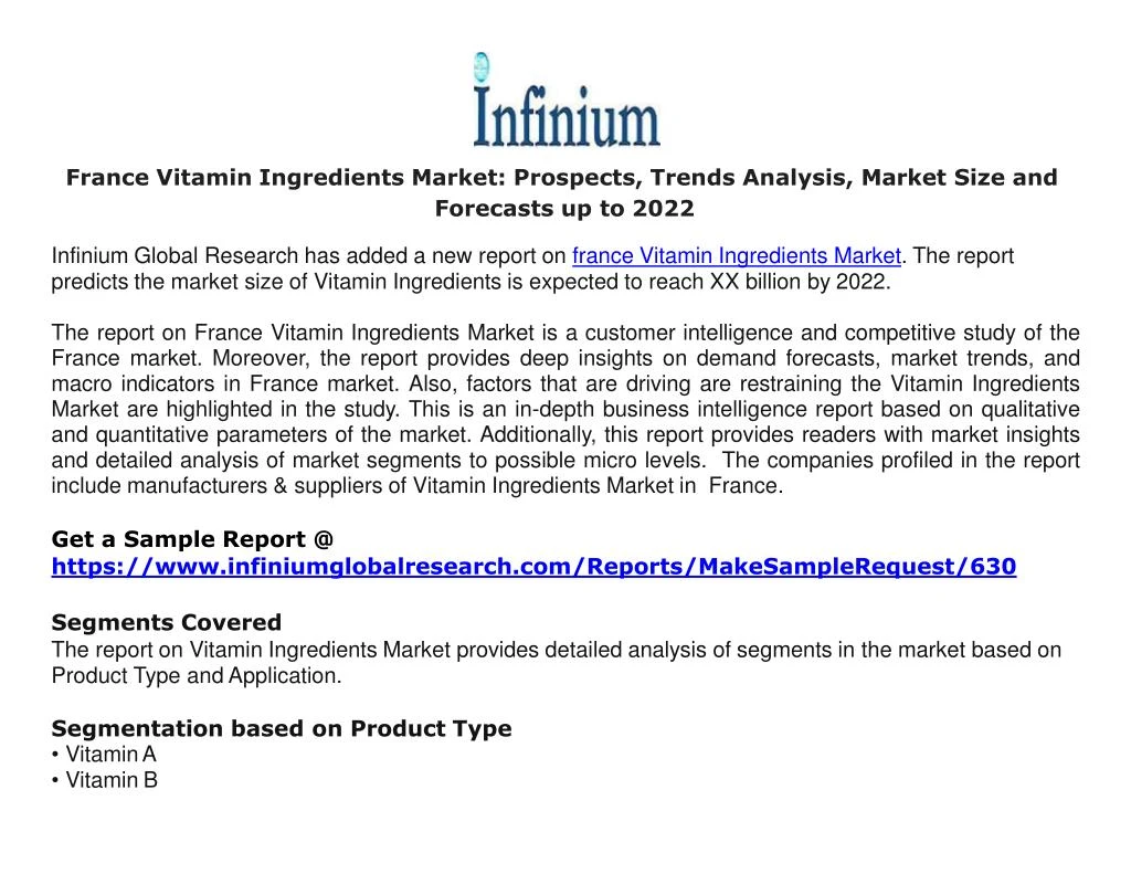 france vitamin ingredients market prospects