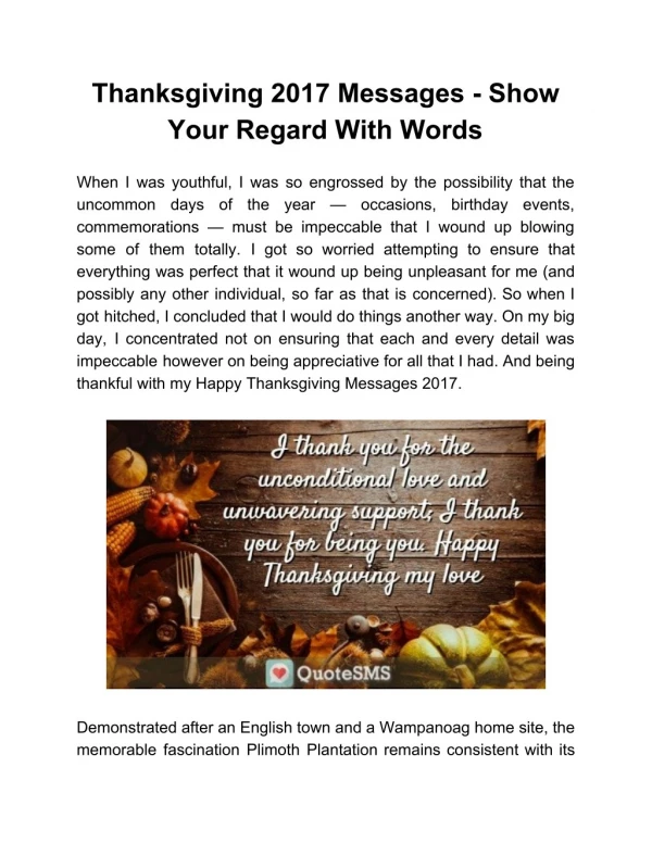 Thanksgiving 2017 Messages - Show Your Regard With Words