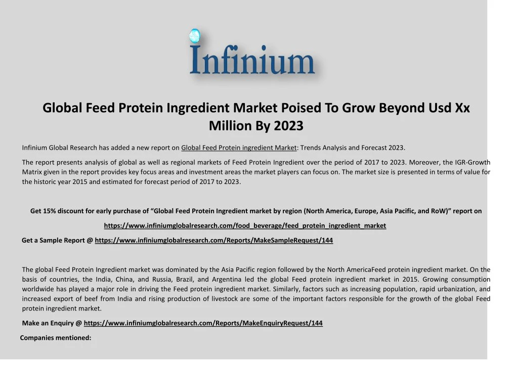 global feed protein ingredient market poised