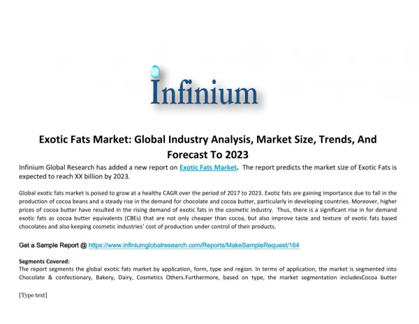 Global Exotic Fats Market