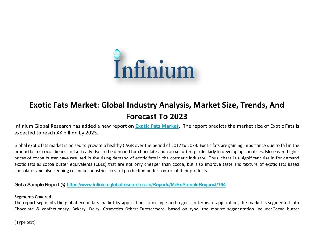 exotic fats market global industry analysis