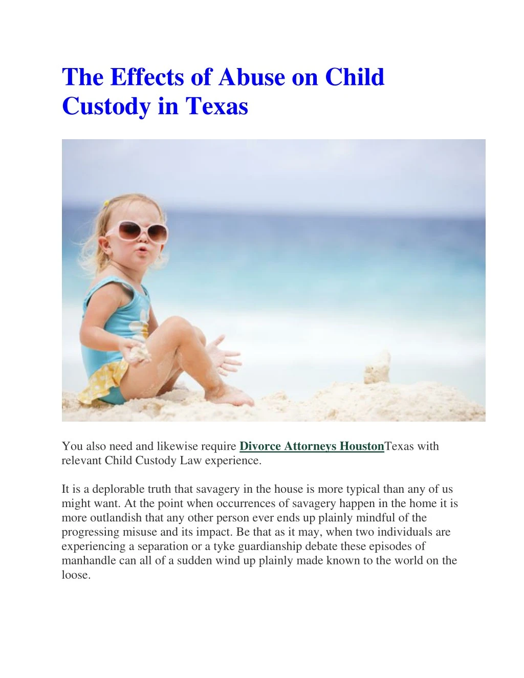 the effects of abuse on child custody in texas