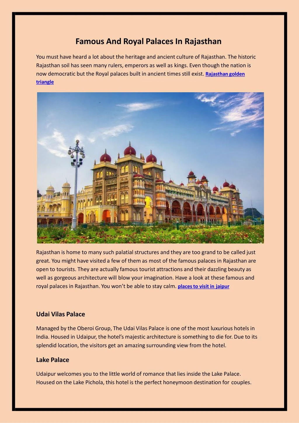 famous and royal palaces in rajasthan