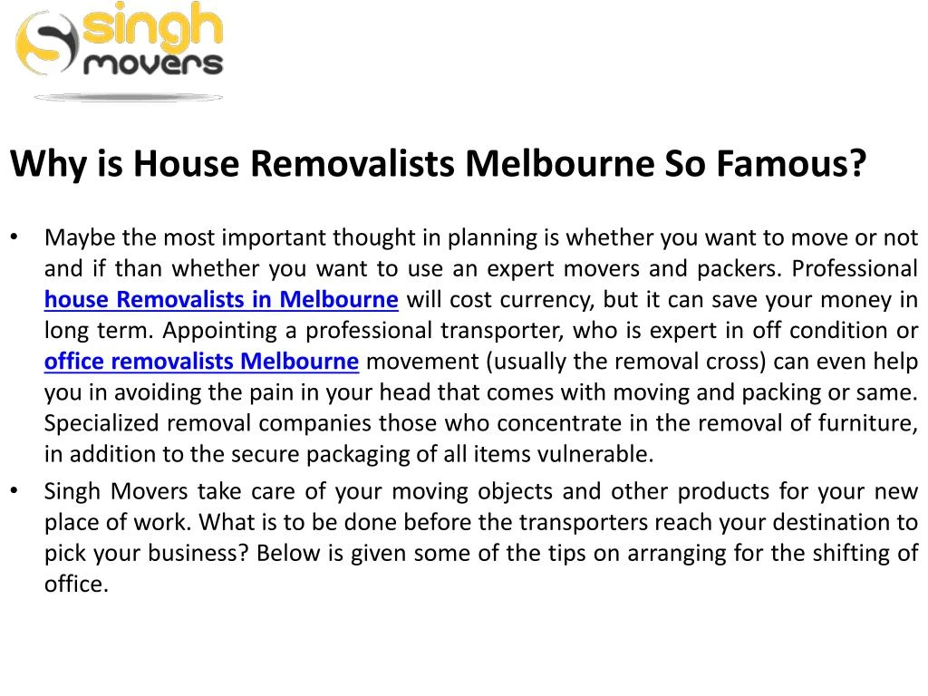 why is house removalists melbourne so famous