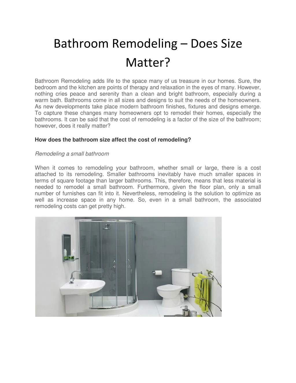 bathroom remodeling does size matter