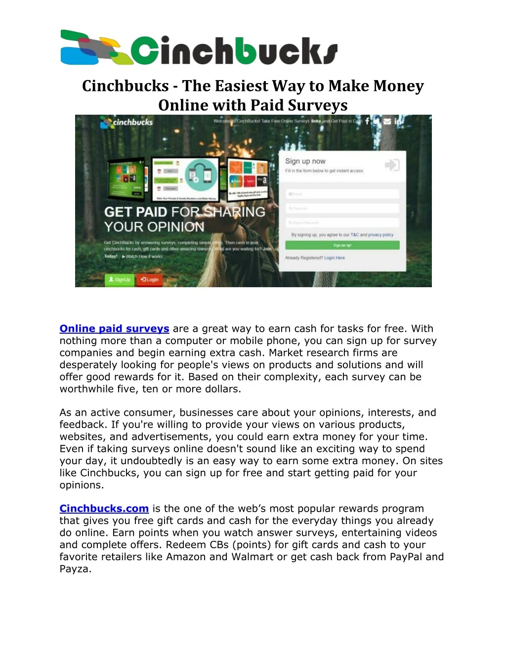 cinchbucks the easiest way to make money online