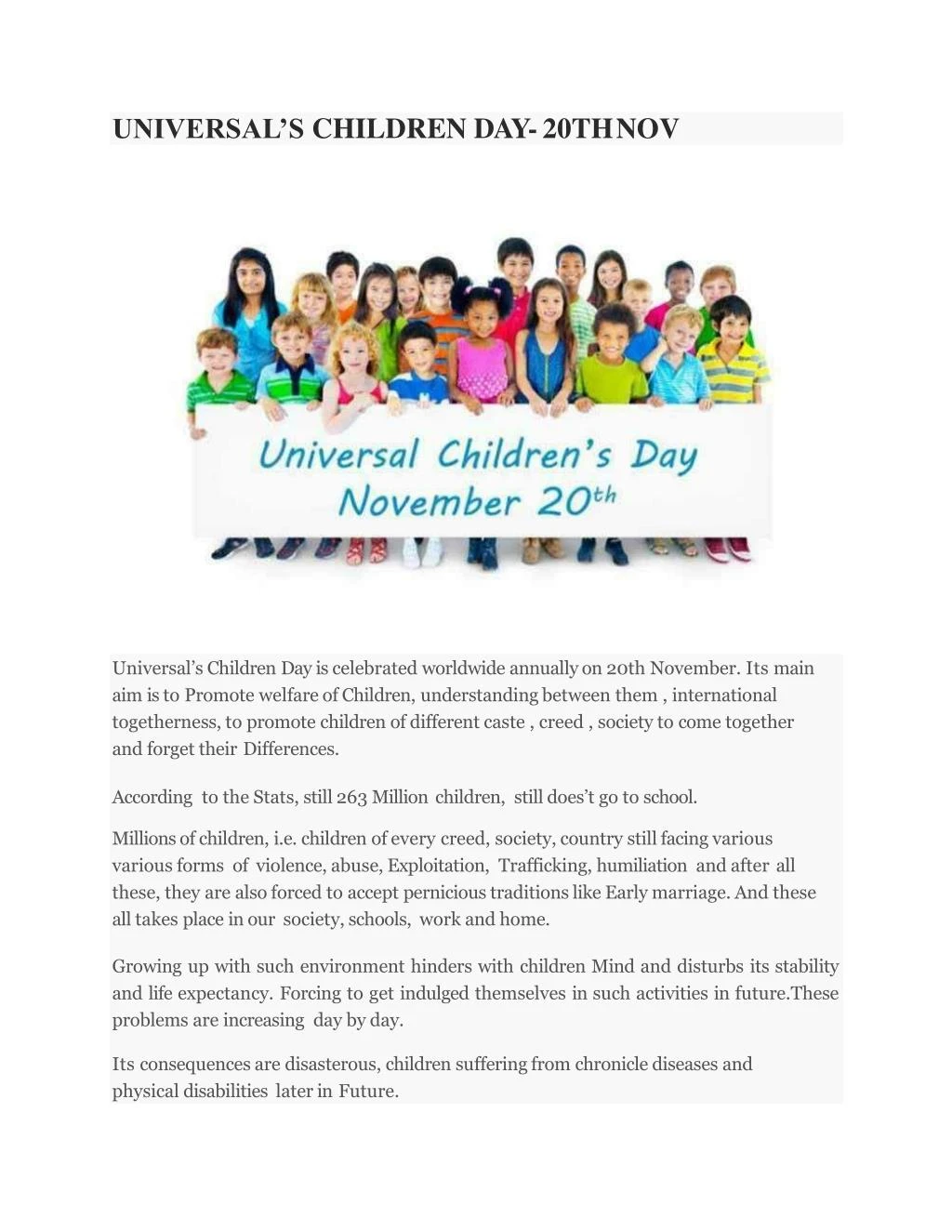 universal s children day 20th nov