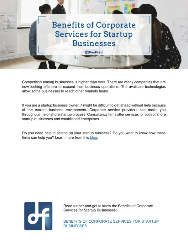 Benefits of Corporate Services for Startup Businesses