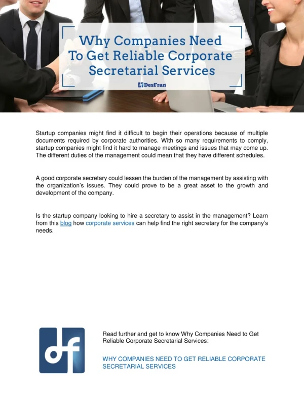 Why Companies Need To Get Reliable Corporate Secretarial Services