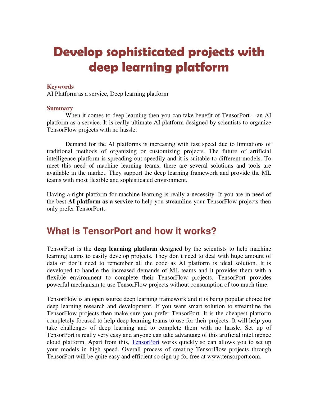 develop sophisticated projects with deep learning