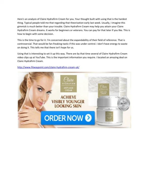 Claire Hydrafirm Cream- The Best Skincare Products