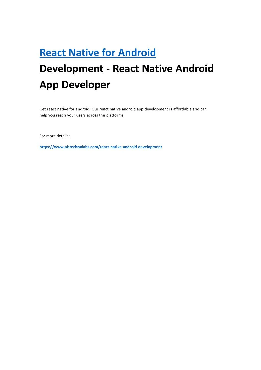 react native for android development react native