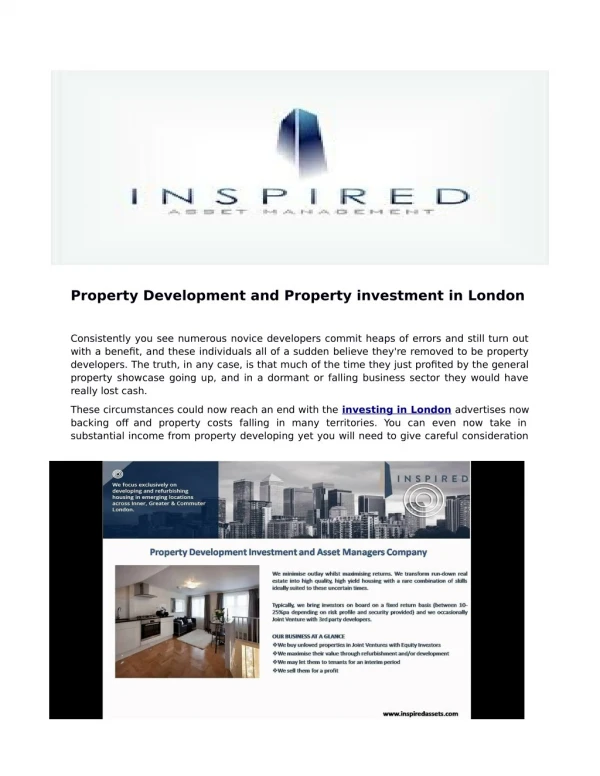 Property Development and Property investment in London