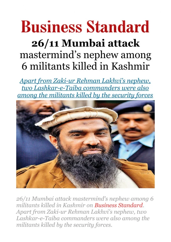 26/11 Mumbai attack mastermind's nephew among 6 militants killed in Kashmir