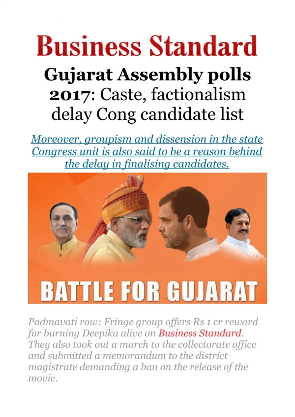 Gujarat Assembly polls 2017: Caste, factionalism delay Cong candidate list