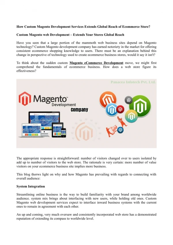 How Custom Magento Development Services Extends Global Reach of Ecommerce Store?