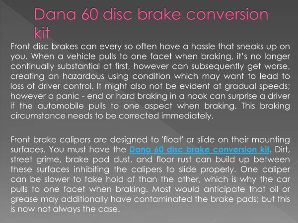Dana 60 disc brake conversion kit