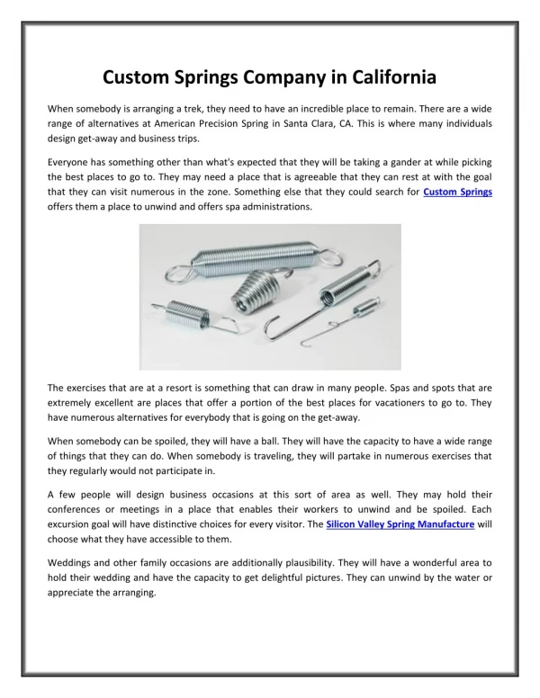 Custom Springs Company in California
