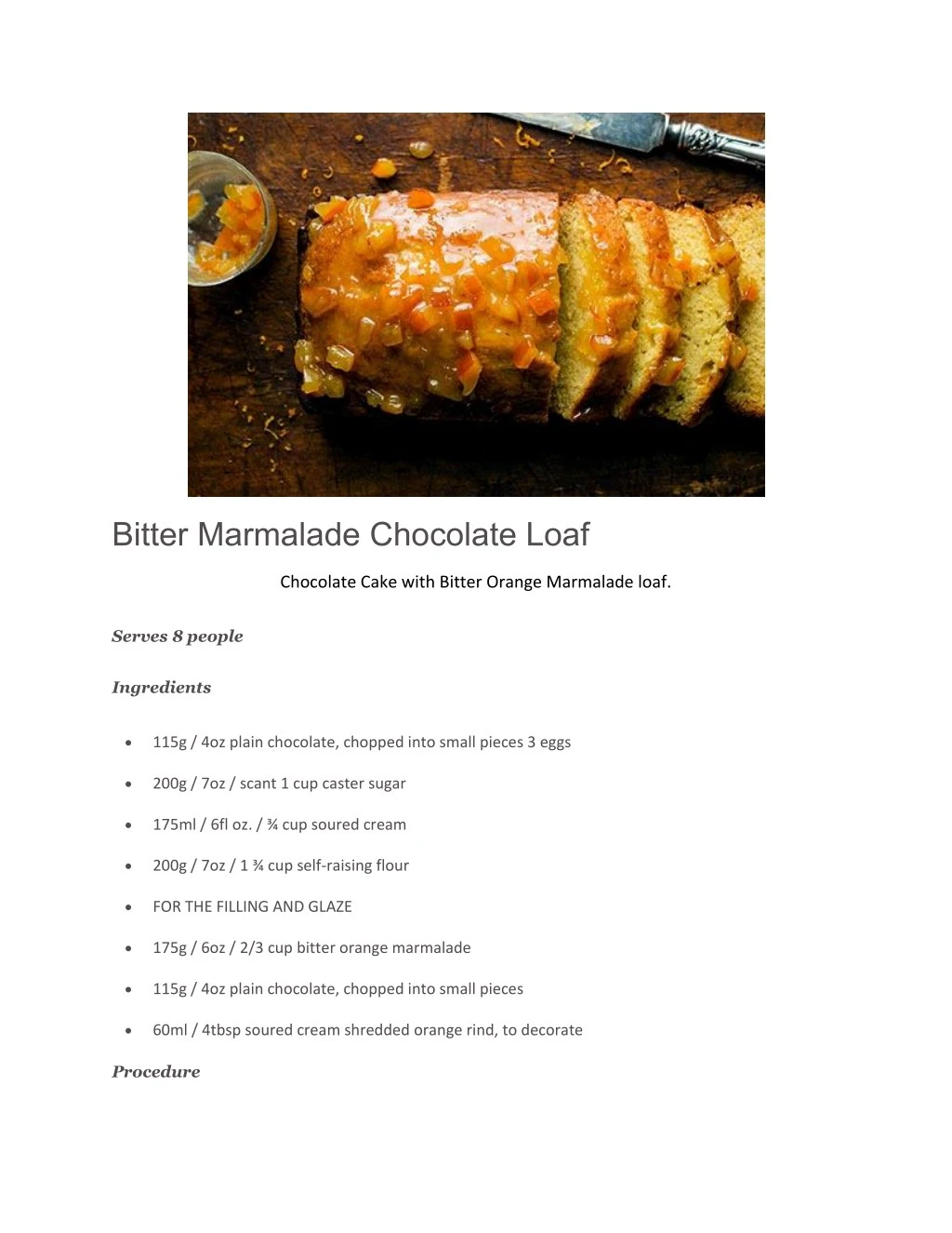 bitter marmalade chocolate loaf