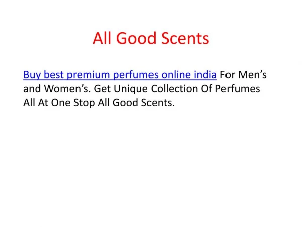 Buy premium perfumes online India | All Good Scents