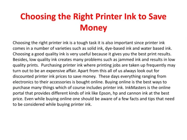 Choosing the right printer ink to save money