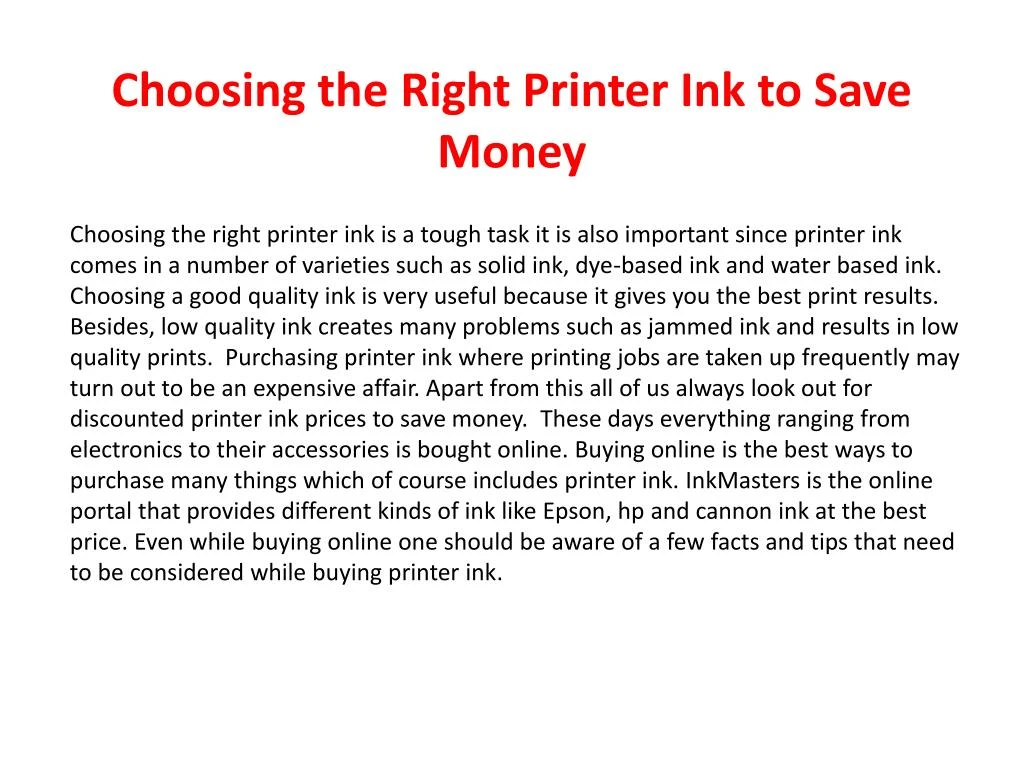 choosing the right printer ink to save money