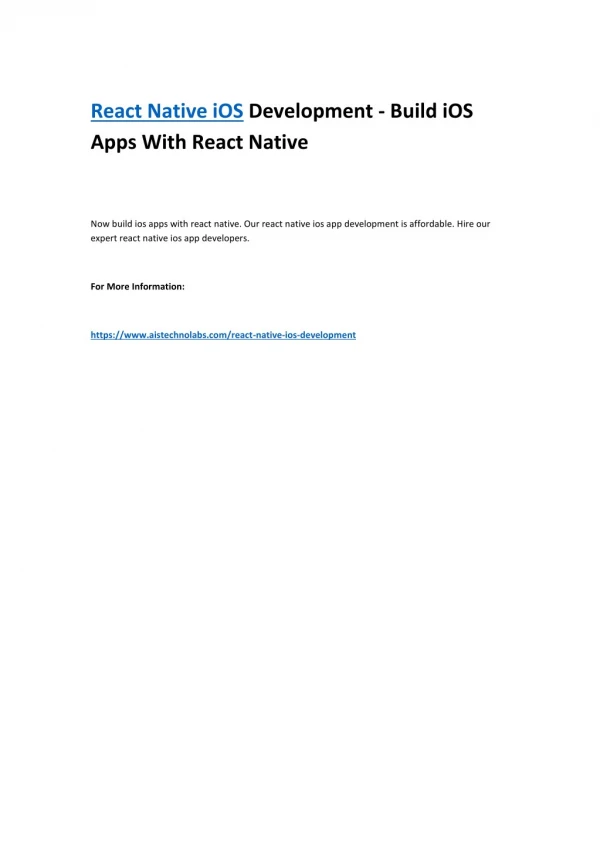 React Native iOS Development - Build iOS Apps With React Native