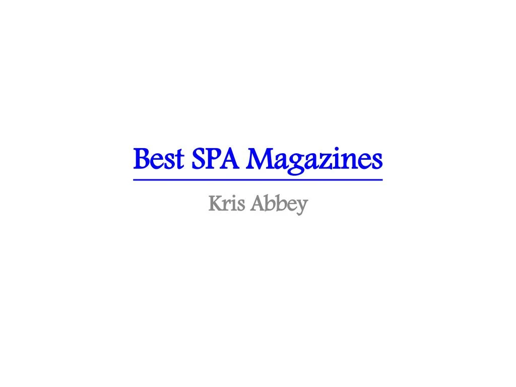 best spa magazines