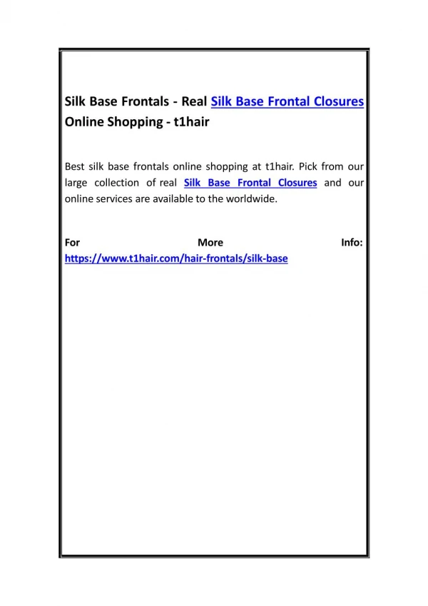 Silk Base Frontals - Real Silk Base Frontal Closures Online Shopping - t1hair