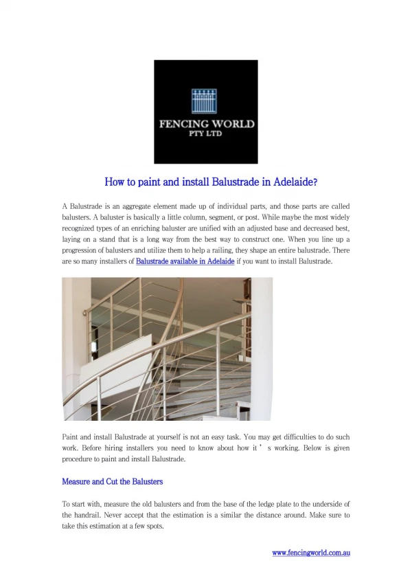 How to paint and install Balustrade in Adelaide?