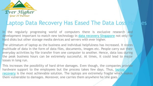 Laptop Data Recovery Has Eased The Data Loss Hassles