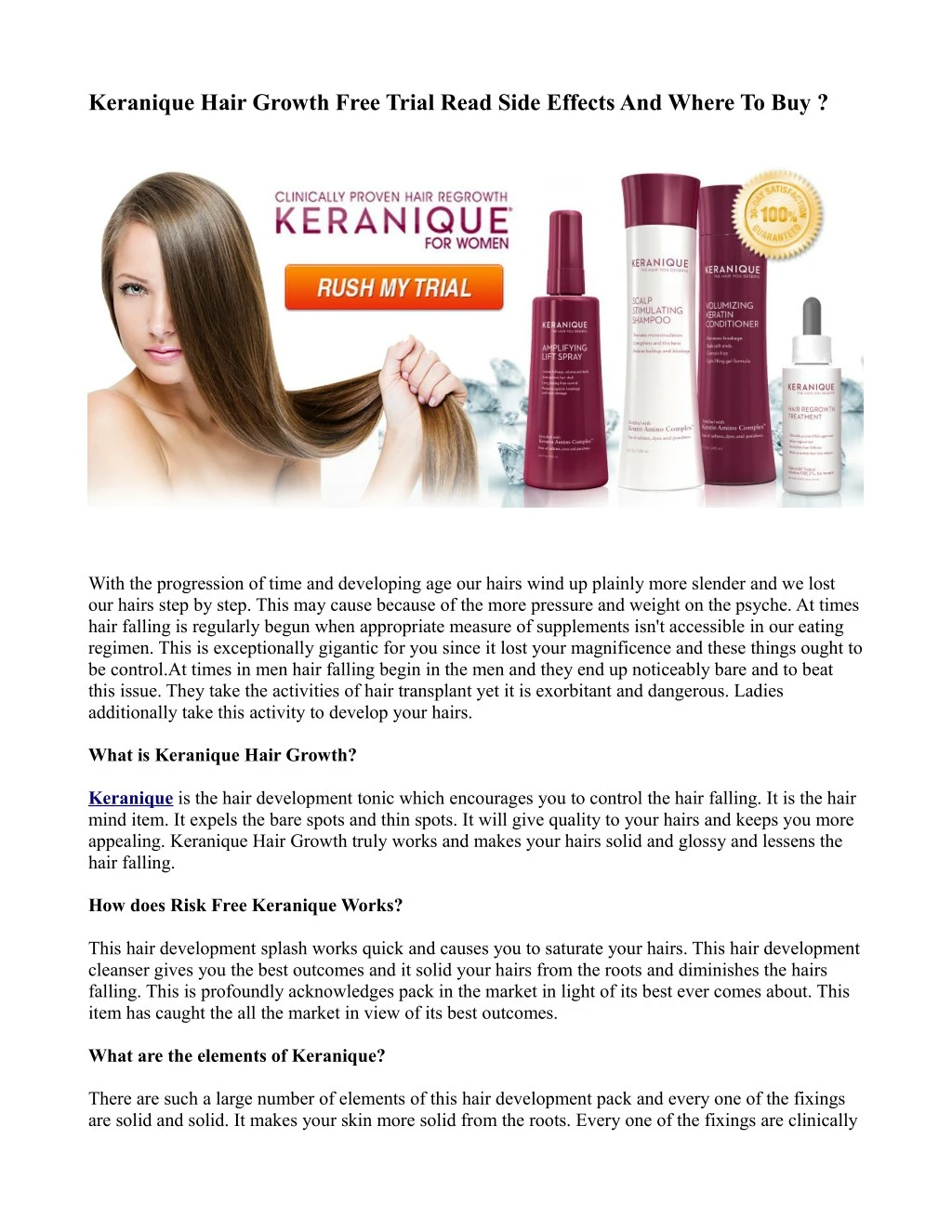 keranique hair growth free trial read side