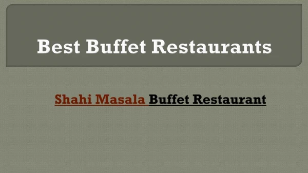 Best Buffet Restaurants