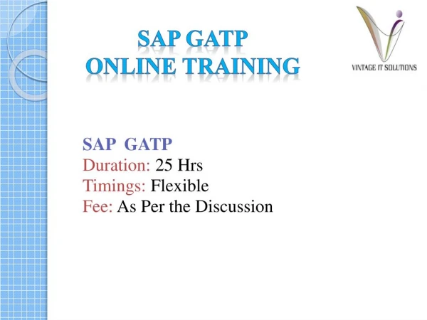 SAP GATP Training Material