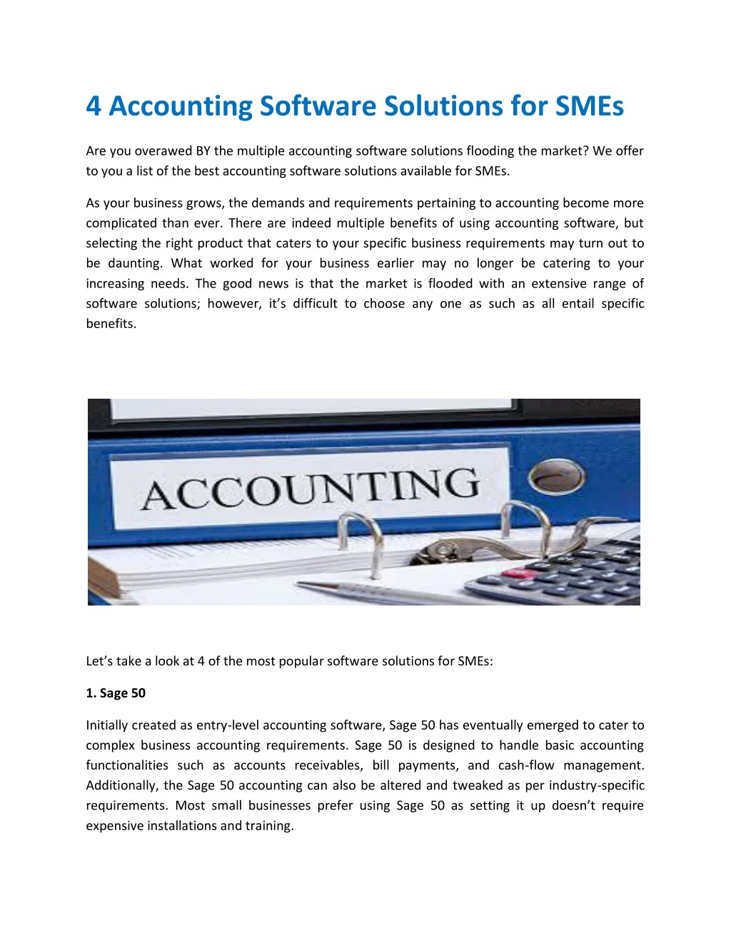 4 accounting software solutions for smes