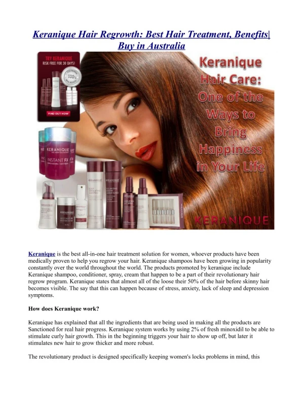 Keranique Hair Regrowth: Best Hair Treatment, Benefits| Buy in Australia