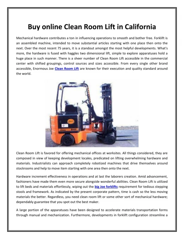 Buy online Clean Room Lift in California