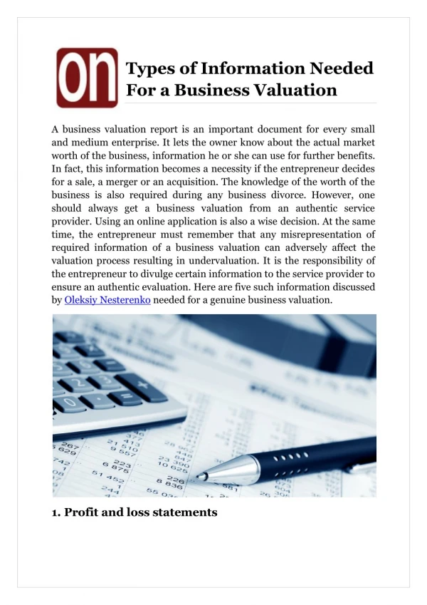 Types of Information Needed For a Business Valuation