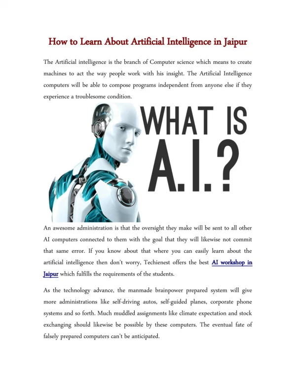 How to Learn About Artificial Intelligence in Jaipur