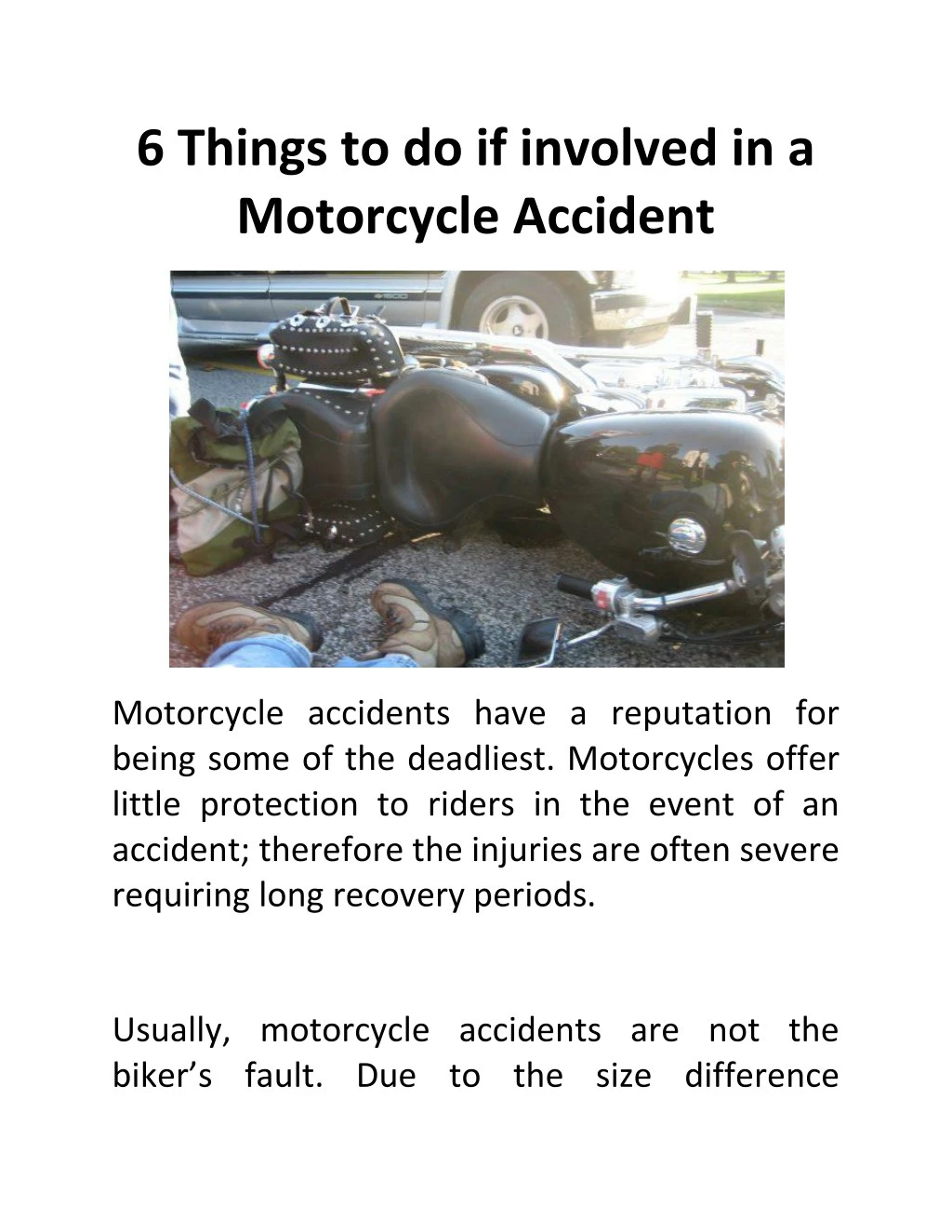 6 things to do if involved in a motorcycle