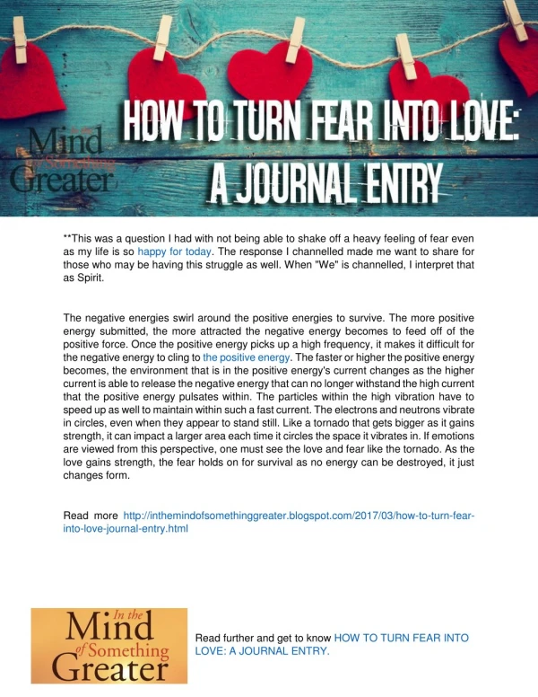 How To Turn Fear Into Love: A Journal Entry
