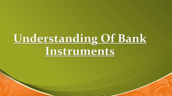 Banking Business And Banking Instruments