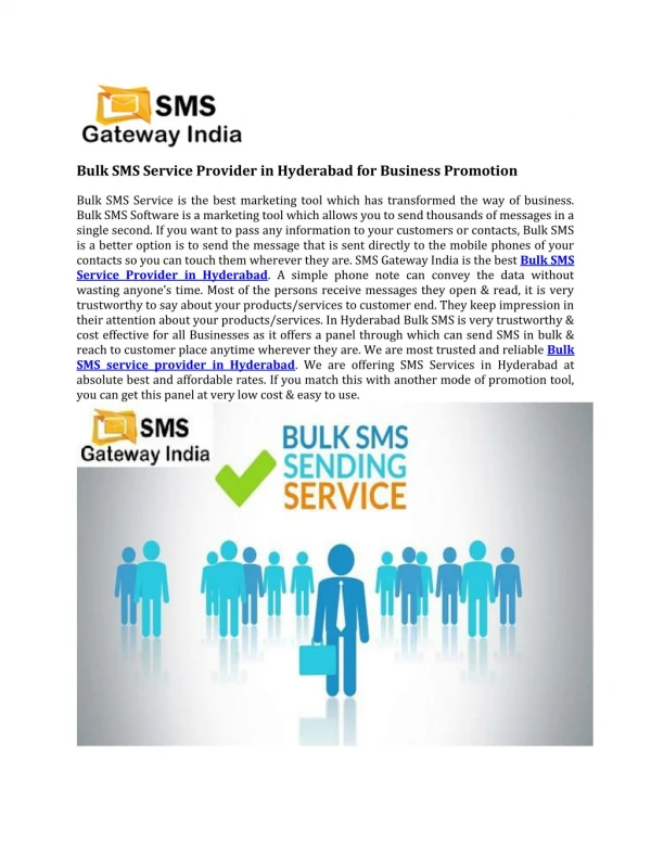 Bulk SMS Service Provider in Hyderabad for Business Promotion