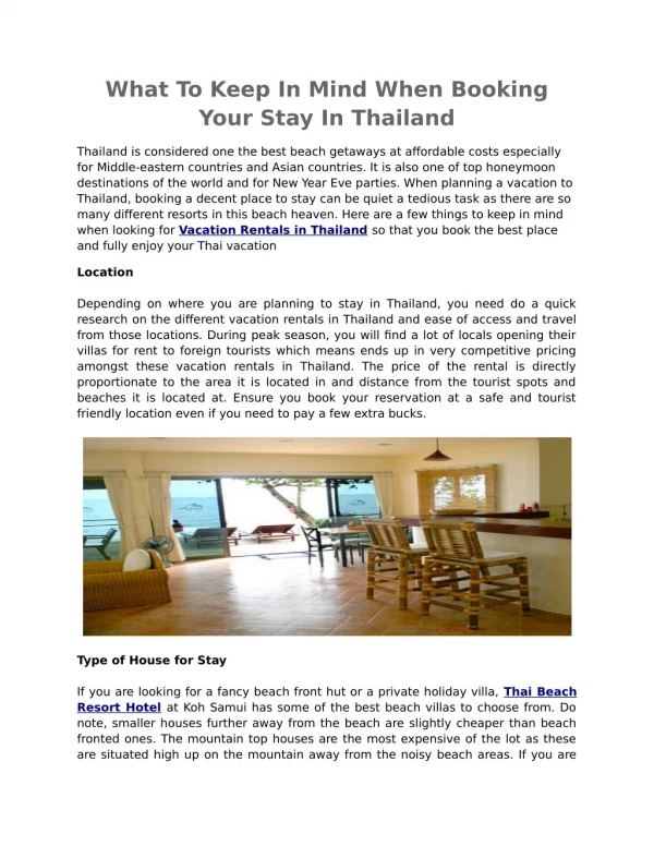 What To Keep In Mind When Booking Your Stay In Thailand