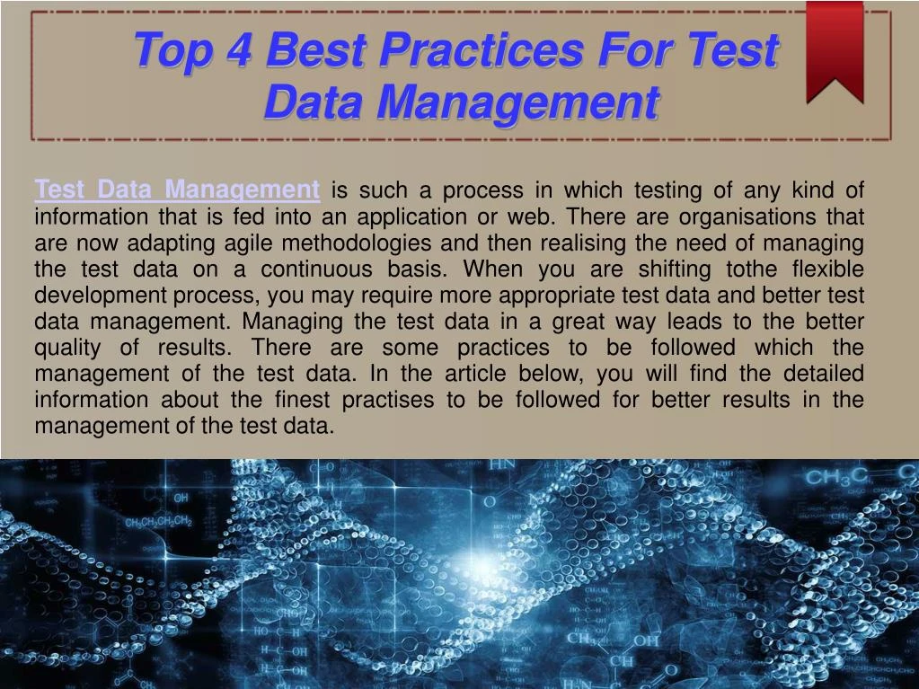 top 4 best practices for test data management